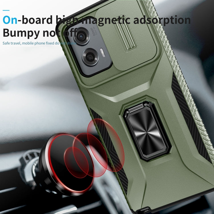 For Motorola Moto G Stylus 2024 Sliding Camshield Holder Phone Case(Alpine Green)