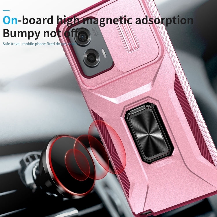 For Motorola Moto G Stylus 2024 Sliding Camshield Holder Phone Case(Pink + Rose Red)