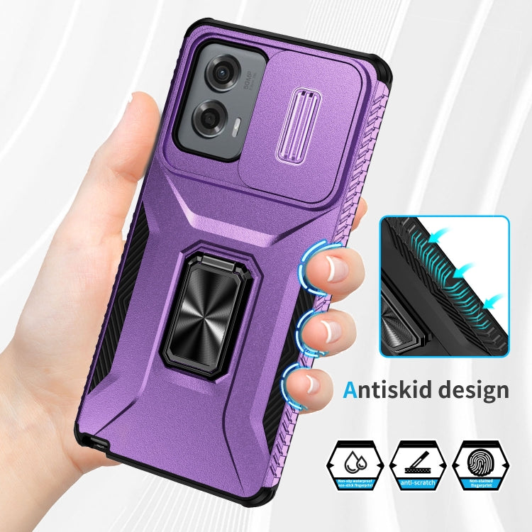 For Motorola Moto G Stylus 2024 Sliding Camshield Holder Phone Case(Purple)