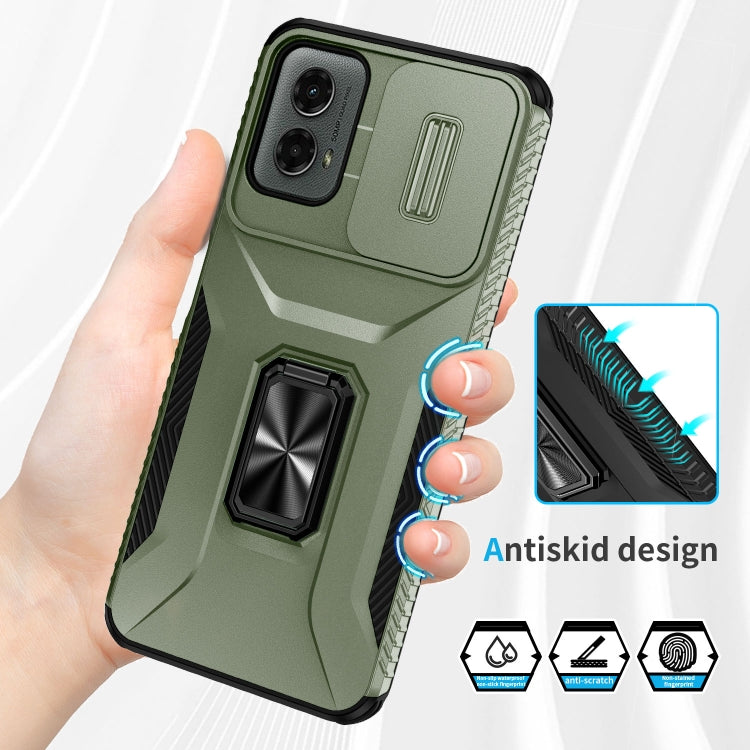 For Motorola Moto G 5G 2024 Sliding Camshield Holder Phone Case(Alpine Green)