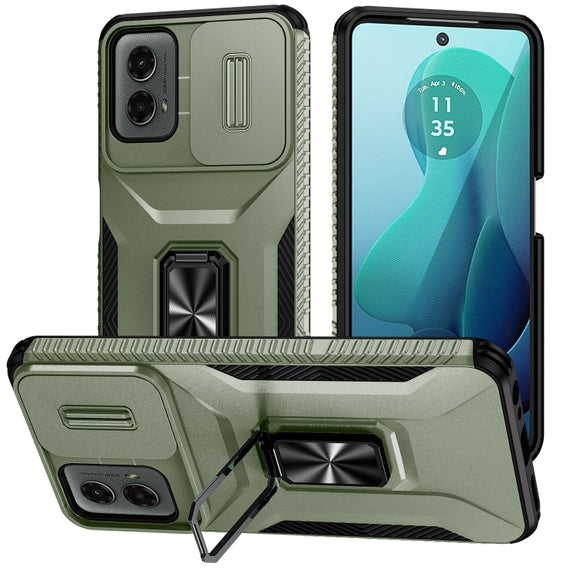 For Motorola Moto G 5G 2024 Sliding Camshield Holder Phone Case(Alpine Green)