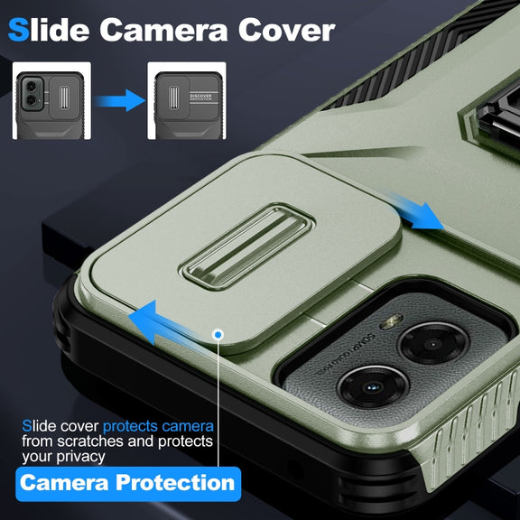 For Motorola Moto G 5G 2024 Sliding Camshield Holder Phone Case(Alpine Green)