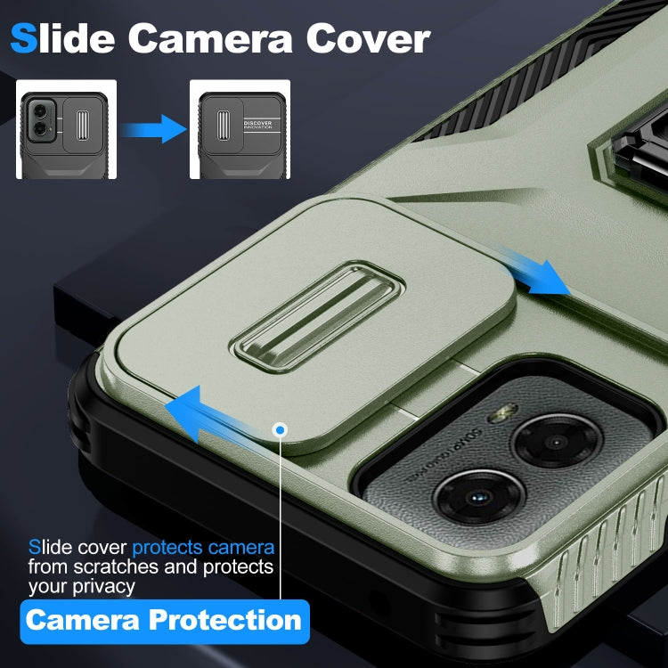 For Motorola Moto G 5G 2024 Sliding Camshield Holder Phone Case(Alpine Green)