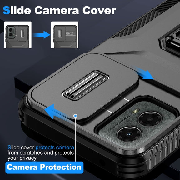 For Motorola Moto G 5G 2024 Sliding Camshield Holder Phone Case(Black)