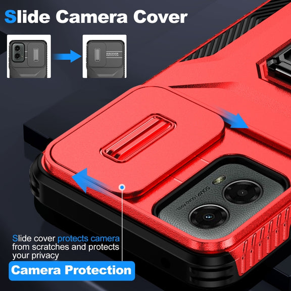 For Motorola Moto G 5G 2024 Sliding Camshield Holder Phone Case(Red)