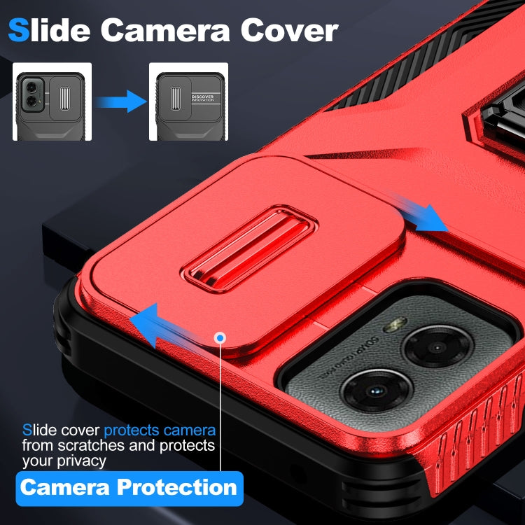 For Motorola Moto G 5G 2024 Sliding Camshield Holder Phone Case(Red)