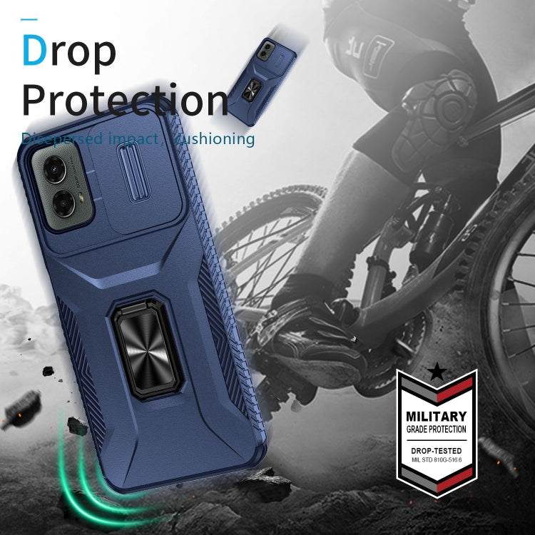 For Motorola Moto G 5G 2024 Sliding Camshield Holder Phone Case(Blue)