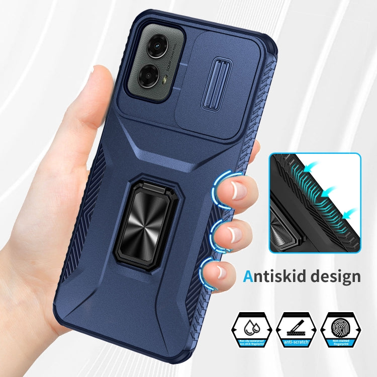 For Motorola Moto G 5G 2024 Sliding Camshield Holder Phone Case(Blue)