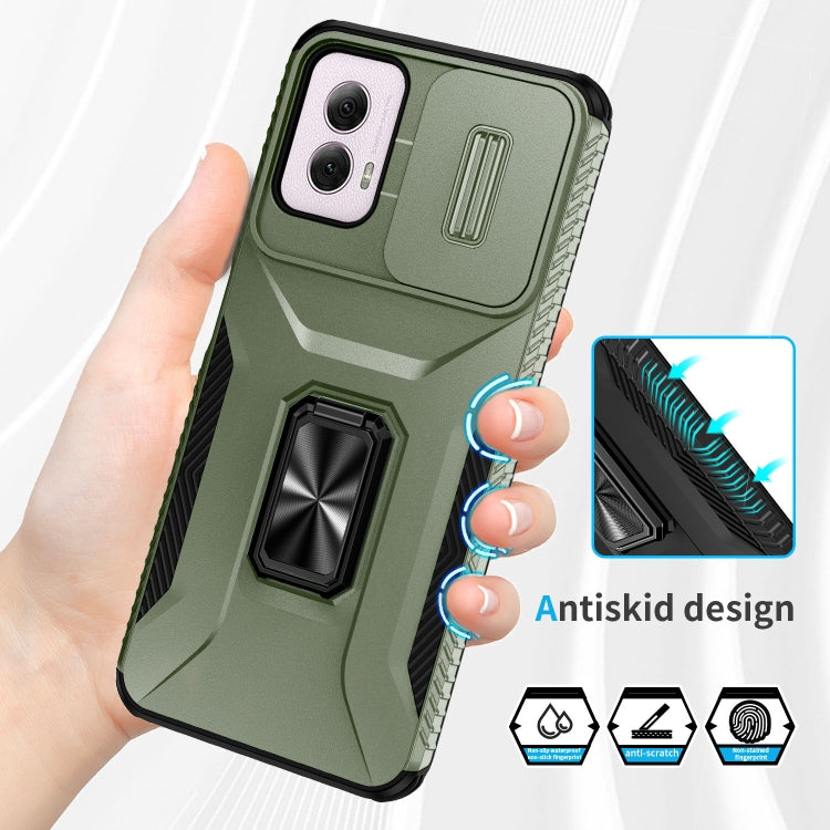 For Motorola Moto G Power 2024 Sliding Camshield Holder Phone Case(Alpine Green)