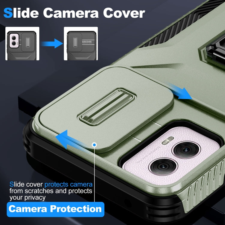 For Motorola Moto G Power 2024 Sliding Camshield Holder Phone Case(Alpine Green)