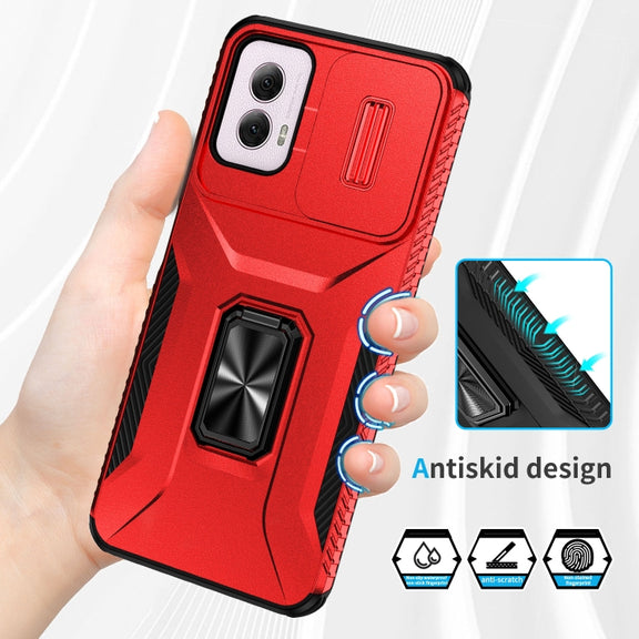 For Motorola Moto G Power 2024 Sliding Camshield Holder Phone Case(Red)