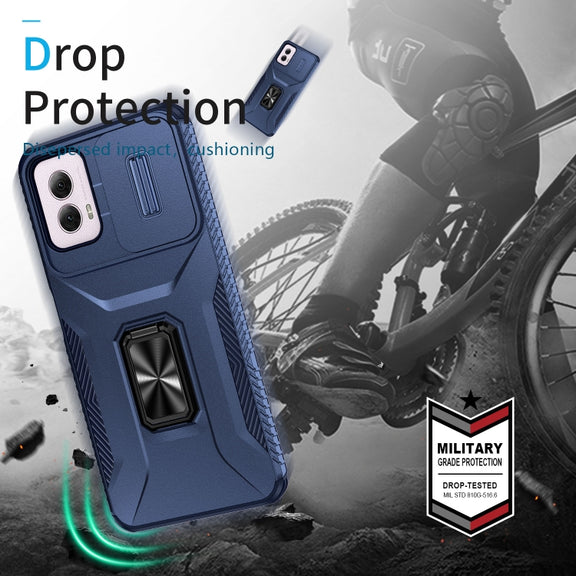 For Motorola Moto G Power 2024 Sliding Camshield Holder Phone Case(Blue)