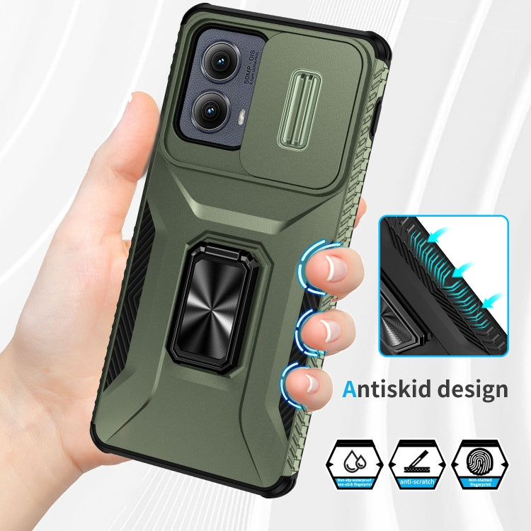 For Motorola Edge 5G 2024 Sliding Camshield Holder Phone Case(Alpine Green)