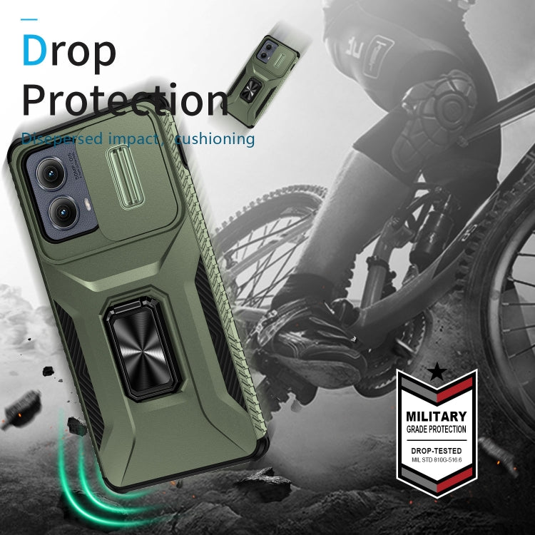 For Motorola Edge 5G 2024 Sliding Camshield Holder Phone Case(Alpine Green)