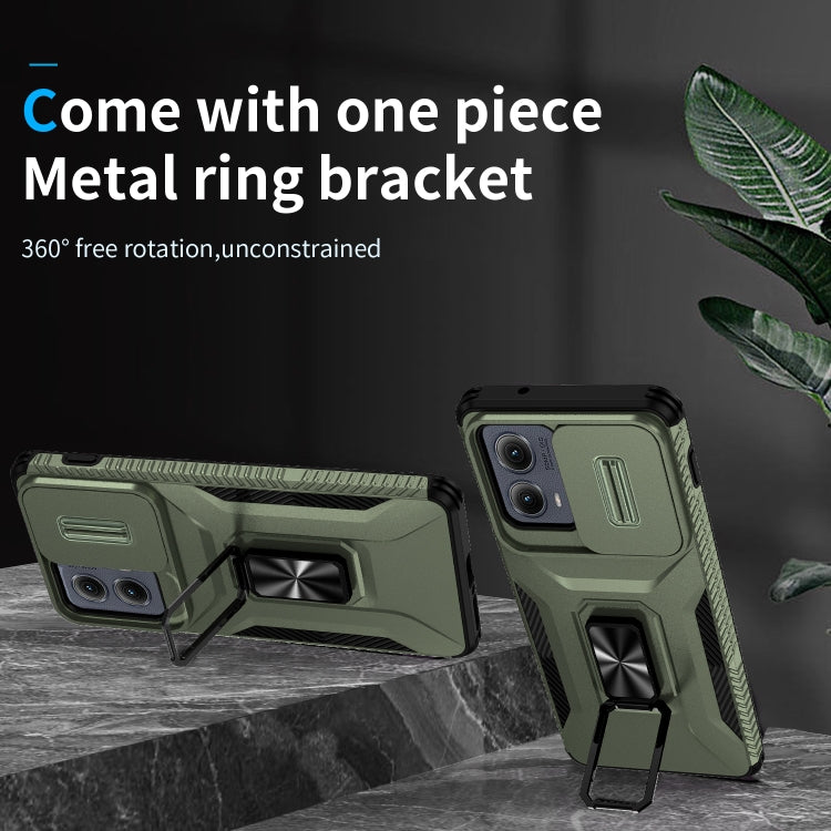 For Motorola Edge 5G 2024 Sliding Camshield Holder Phone Case(Alpine Green)