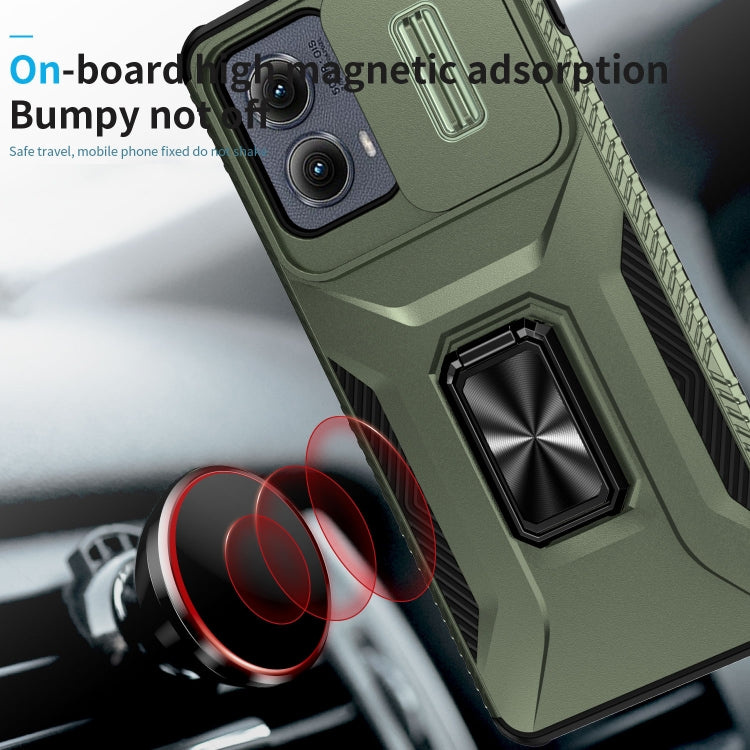 For Motorola Edge 5G 2024 Sliding Camshield Holder Phone Case(Alpine Green)