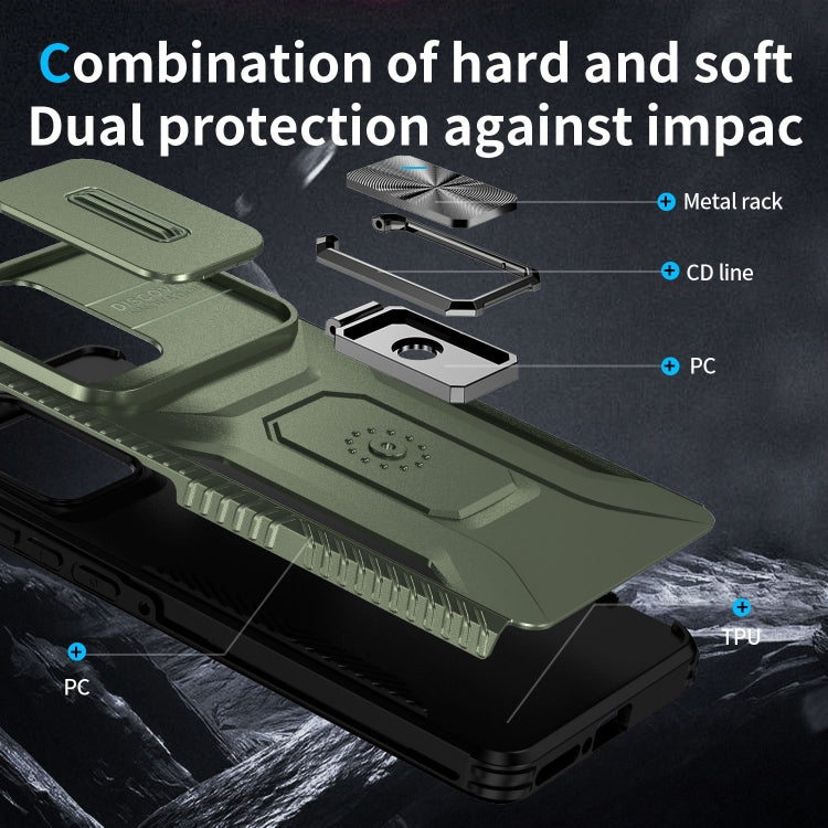For Motorola Edge 5G 2024 Sliding Camshield Holder Phone Case(Alpine Green)