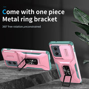 For Motorola Edge 5G 2024 Sliding Camshield Holder Phone Case(Pink + Grey Green)