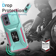 For Motorola Edge 5G 2024 Sliding Camshield Holder Phone Case(Grey Green + Pink)