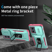For Motorola Edge 5G 2024 Sliding Camshield Holder Phone Case(Grey Green + Pink)