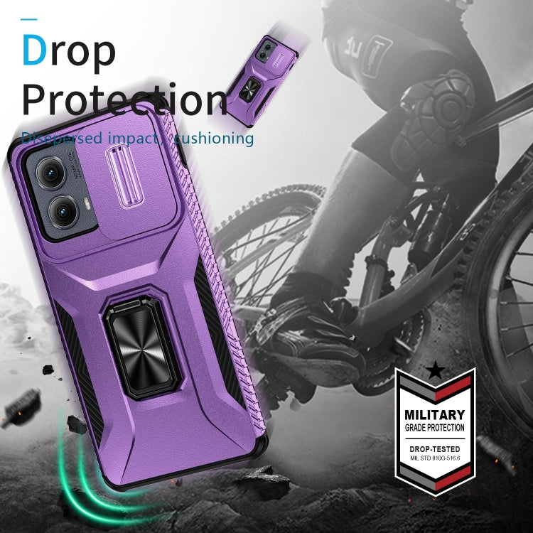 For Motorola Edge 5G 2024 Sliding Camshield Holder Phone Case(Purple)