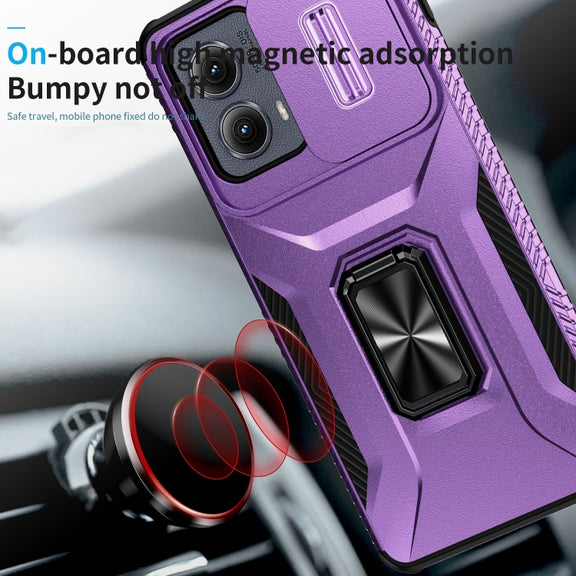 For Motorola Edge 5G 2024 Sliding Camshield Holder Phone Case(Purple)