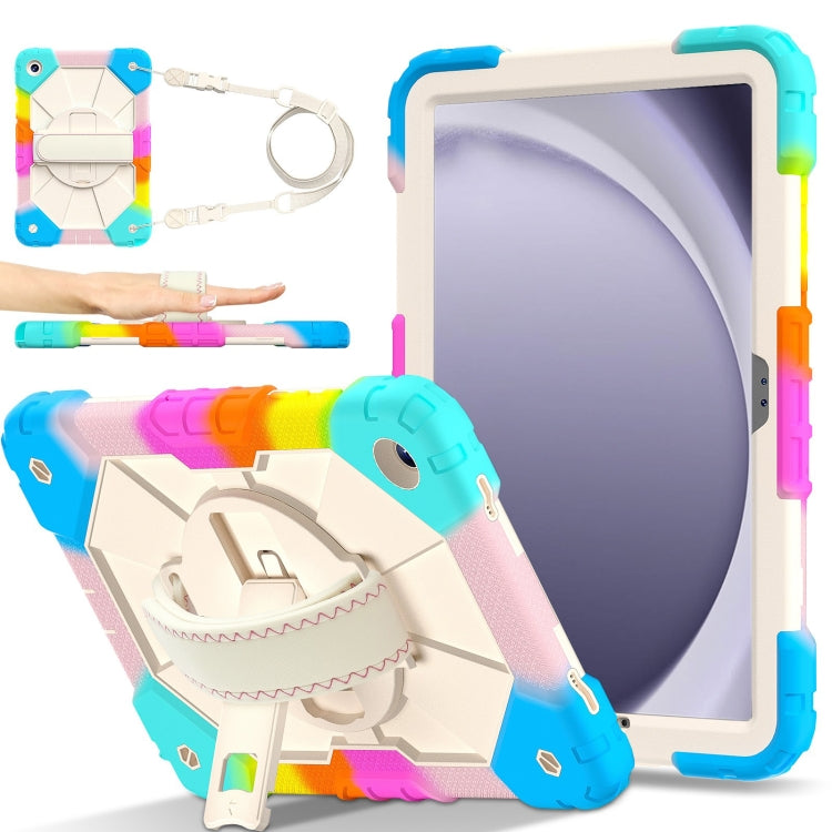 For Samsung Galaxy Tab A9+ X216 Contrast Color Robot C2 Silicone Hybrid PC Tablet Case(Colorful Blue)