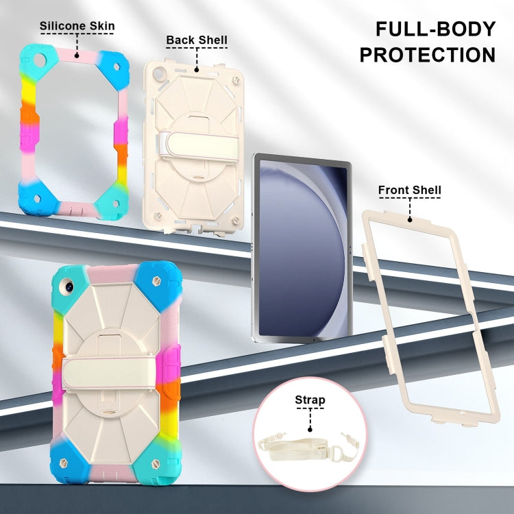 For Samsung Galaxy Tab A9+ X216 Contrast Color Robot C2 Silicone Hybrid PC Tablet Case(Colorful Blue)
