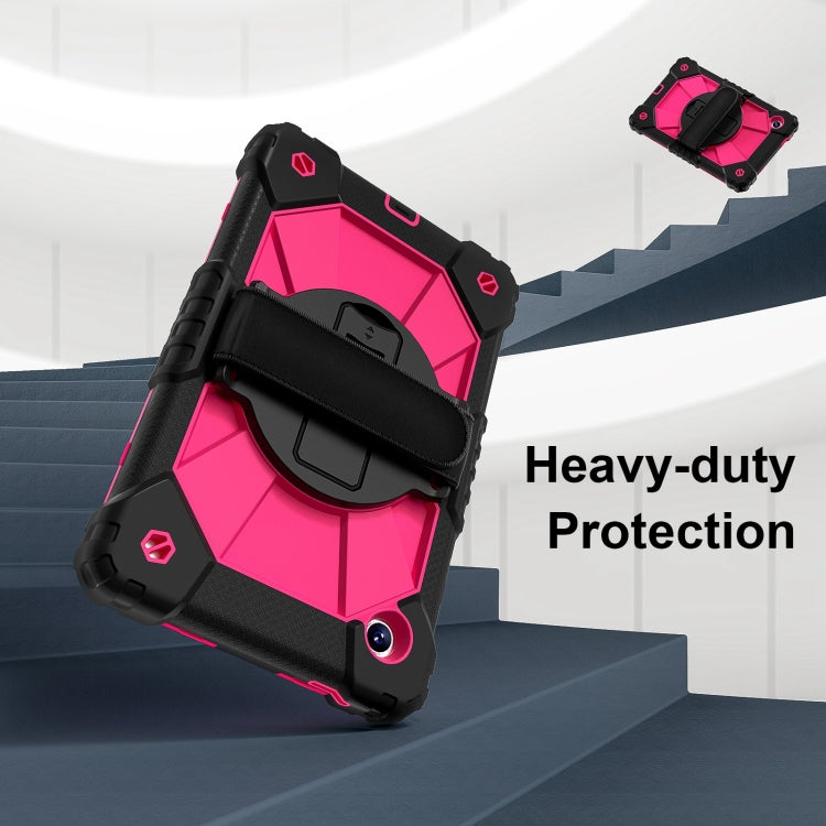 For Samsung Galaxy Tab A9 X115 Contrast Color Robot C2 Silicone Hybrid PC Tablet Case(Black Rose Red)