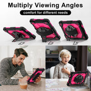 For Samsung Galaxy Tab A9 X115 Contrast Color Robot C2 Silicone Hybrid PC Tablet Case(Black Rose Red)