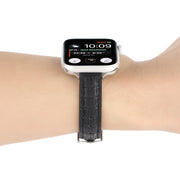 For Apple Watch Ultra 2 49mm Slim Crocodile Leather Watch Band(Black)
