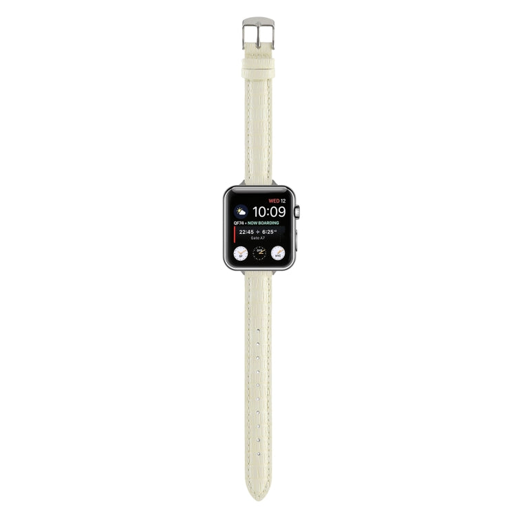 For Apple Watch Ultra 2 49mm Slim Crocodile Leather Watch Band(Beige)