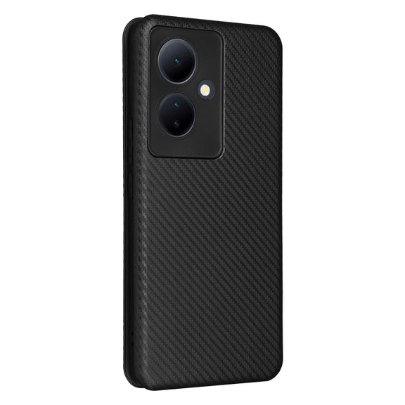For vivo V29 Lite Carbon Fiber Texture Flip Leather Phone Case(Black)