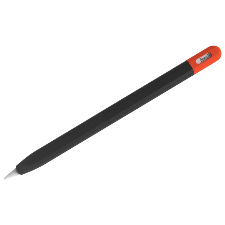 For Apple Pencil (USB-C) Stylus Pen Protective Cover with Nib Cover(Black+Red)