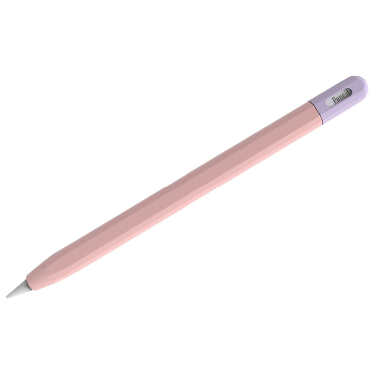 For Apple Pencil (USB-C) Stylus Pen Protective Cover with Nib Cover(Pink+Purple)