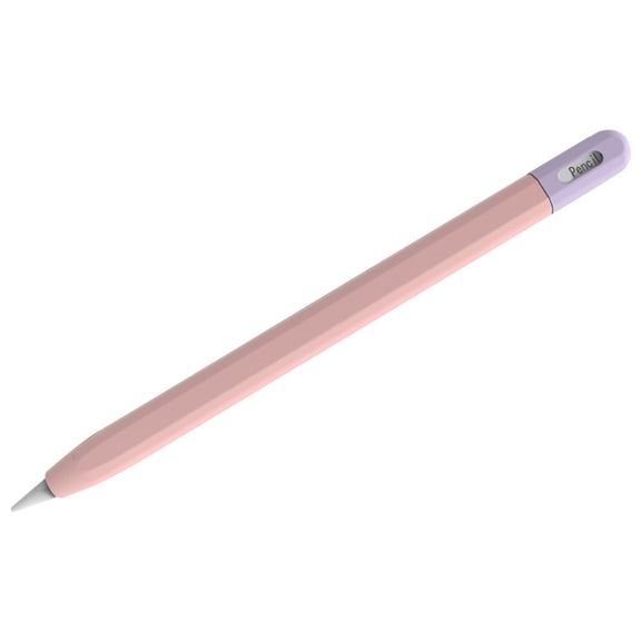 For Apple Pencil (USB-C) Stylus Pen Protective Cover with Nib Cover(Pink+Purple)