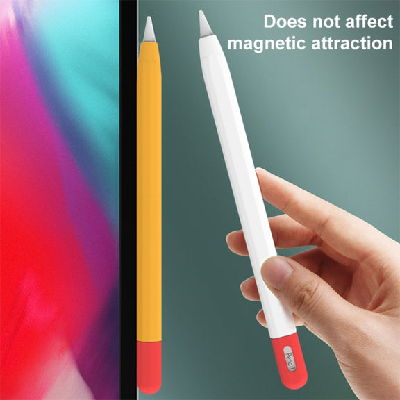 For Apple Pencil (USB-C) Stylus Pen Protective Cover with Nib Cover(White+Red)