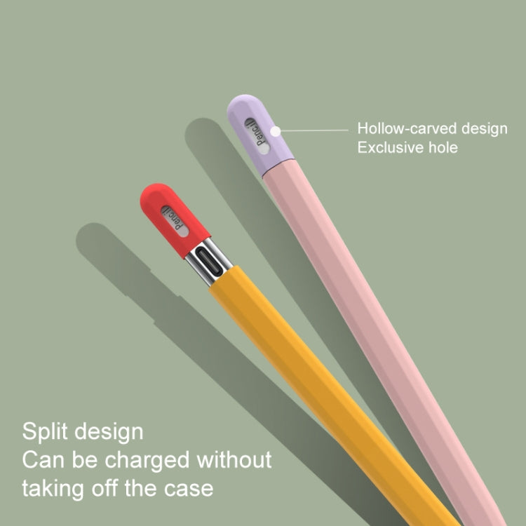 For Apple Pencil (USB-C) Stylus Pen Protective Cover with Nib Cover(Grey+White)