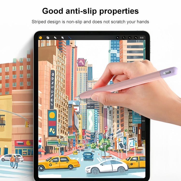 For Apple Pencil (USB-C) Stylus Pen Protective Cover with Nib Cover(Grey+White)