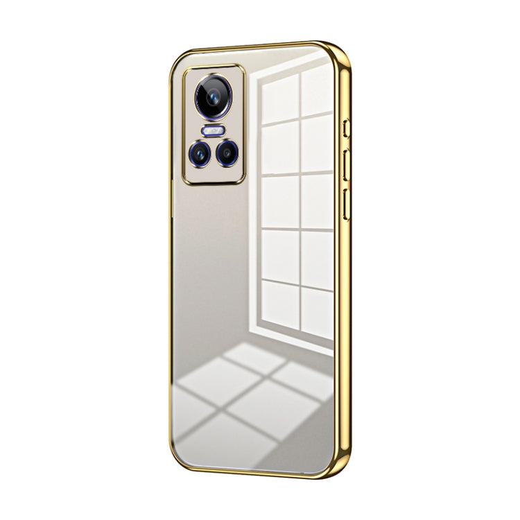 For Realme GT Neo 3 Transparent Plating Fine Hole Phone Case(Gold)