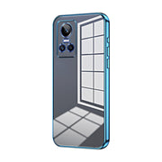 For Realme GT Neo 3 Transparent Plating Fine Hole Phone Case(Blue)
