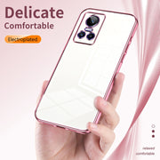 For Realme GT Neo 3 Transparent Plating Fine Hole Phone Case(Blue)