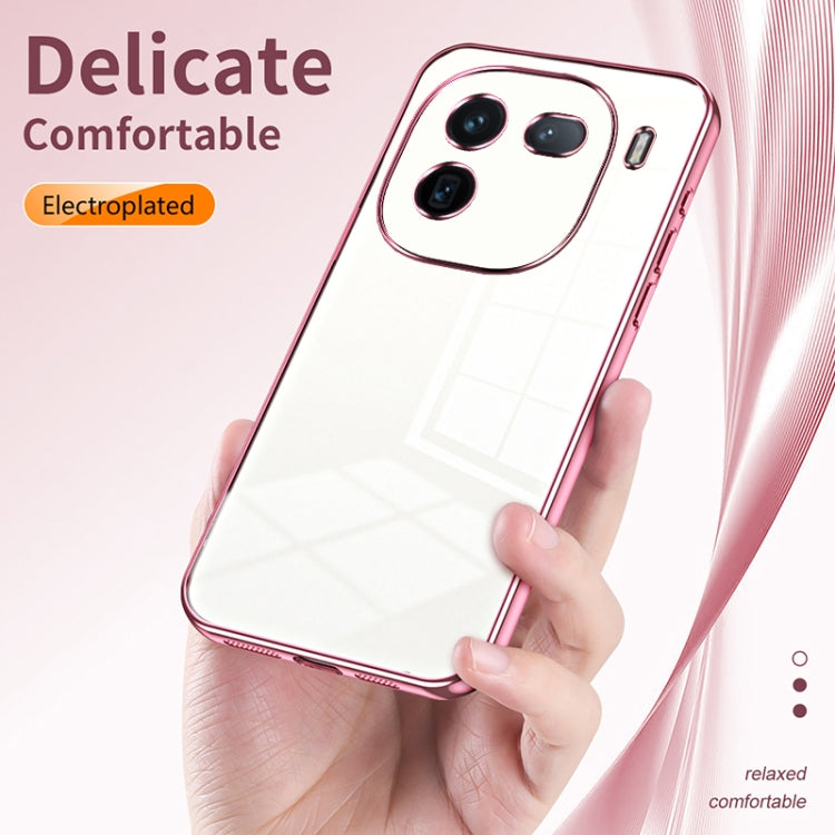 For vivo iQOO 12 Transparent Plating Fine Hole Phone Case(Black)