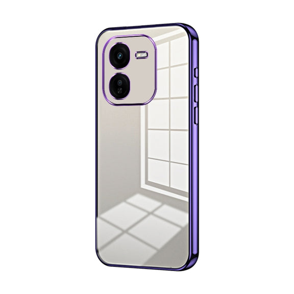 For vivo iQOO Z9x Transparent Plating Fine Hole Phone Case(Purple)