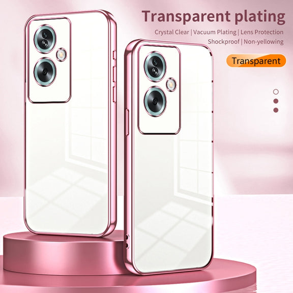 For OPPO A79 5G / A2 Transparent Plating Fine Hole Phone Case(Blue)
