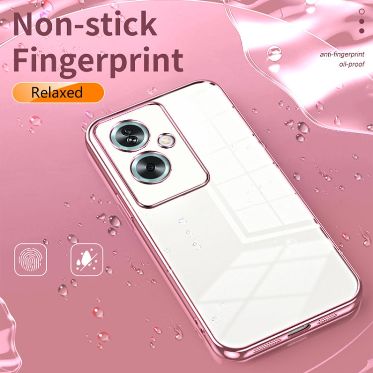 For OPPO A79 5G / A2 Transparent Plating Fine Hole Phone Case(Blue)