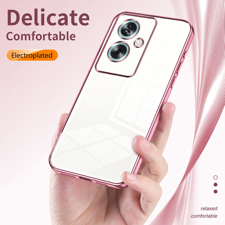 For OPPO A79 5G / A2 Transparent Plating Fine Hole Phone Case(Blue)
