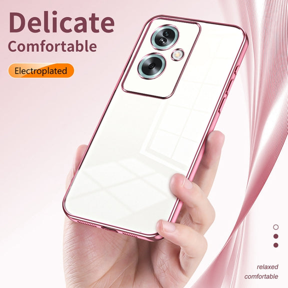 For OPPO A79 5G / A2 Transparent Plating Fine Hole Phone Case(Blue)