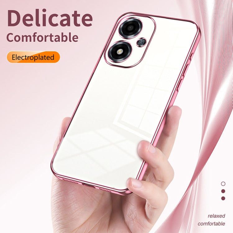 For OPPO A2m Transparent Plating Fine Hole Phone Case(Blue)