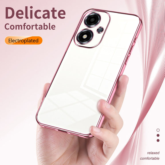 For OPPO A2m Transparent Plating Fine Hole Phone Case(Green)